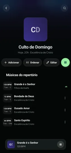 Repertório Culto de Domingo tocando no LiveClick